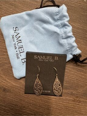 Samuel B. Sterling Filigree Teardrop Earrings - Silver Tone